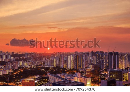 cityscape view of Singapore city at sunset
