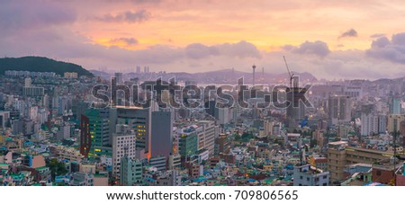 Top view of downtown busan skyline in South Korea