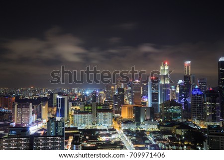 cityscape view of Singapore city at night