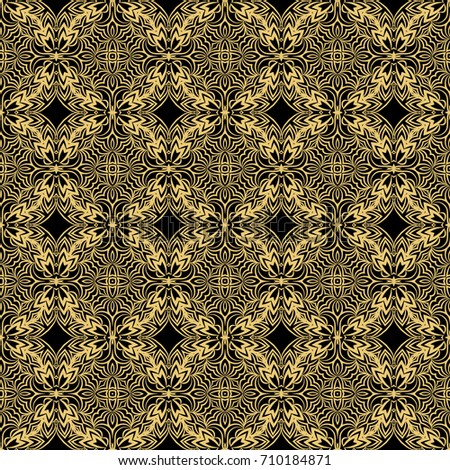 seamless pattern in vintage style.   illustration. black, gold color.