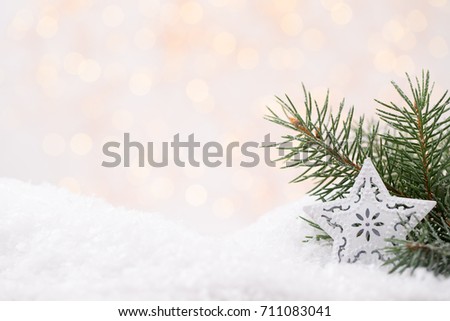 Christmas greeting card with christmas rustic decorations.