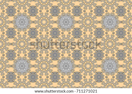 Ethnic, floral, retro, doodle, raster, tribal design element. Beige background. Floral doodle. Seamless pattern for adult coloring book. Zentangle style.