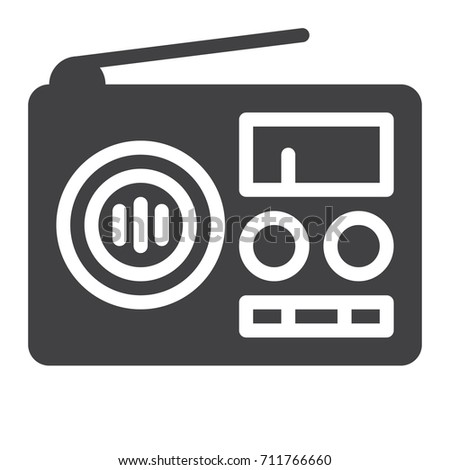 Radio icon vector, filled flat sign, solid pictogram isolated on white. Symbol, logo illustration.