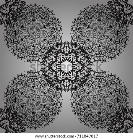 Classic vintage background. Traditional orient ornament. Seamless pattern on gray background with dark elements. Seamless classic vector dark pattern.