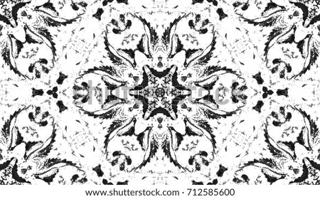 Abstract watercolor kaleidoscope pattern for surface and textile design. Geometric aquarelle background. Ink textured backdrop. Modern wallpaper tile.