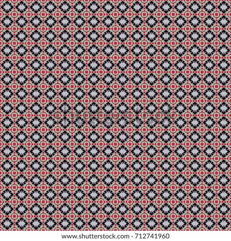 Abstract seamless pattern consisting of red, gray and violet tiles.