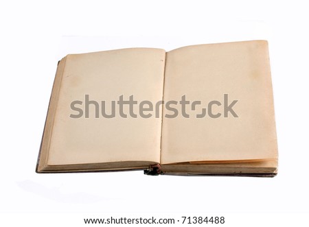aged old book with blank pages isolated over white