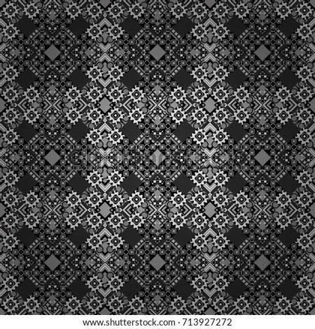 Vector illustration. Digital art abstract seamless pattern. Abstract black, gray and white image with a squares.