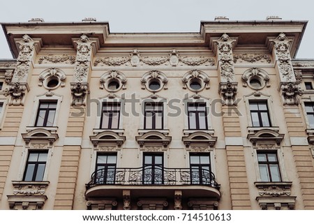 Building facade of beautiful in Art Nouveau
