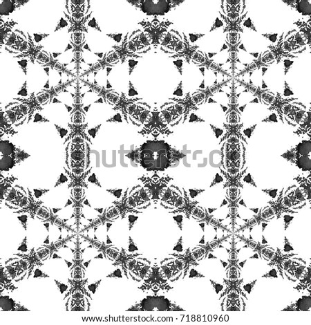 Abstract watercolor  pattern kaleidoscope for surface and textile design. Geometric aquarelle background. Ink textured backdrop. Modern wallpaper tile.