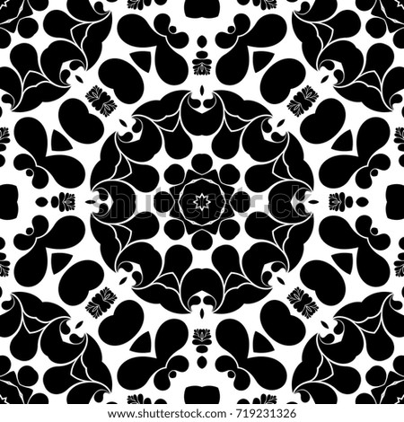 Simple black and white pattern with beautiful symmetric ornate 
