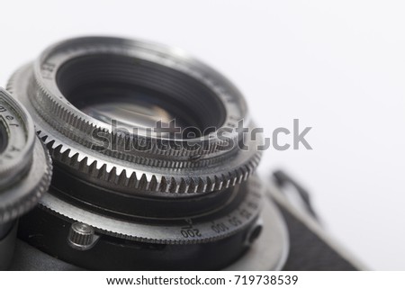 close up view of vintage camera lens