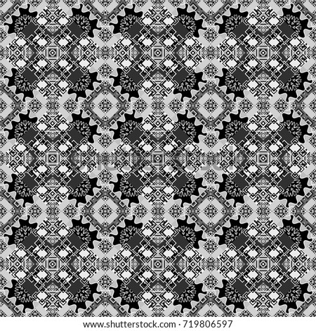 Vector illustration of dynamic composition made of black, gray and white colors rounded shapes lines in diagonal rhythm seamless pattern.