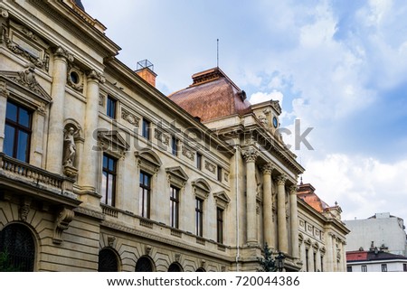 antique building view in Old Town Bucharest, Romanian