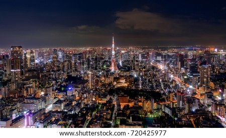 Tokyo cityscape at dusk with Tokyo tower