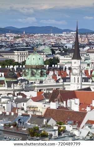 Vienna skyline from St Stephens Cathedral