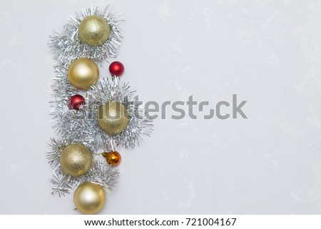 gold red Christmas balls tinsel glitter new year Christmas celebration background