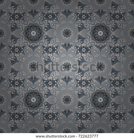 Seamless floral pattern with doodles flowers on gray, neutral and white colors. Vector illustration.