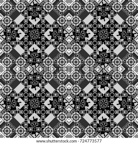 Oriental style. Seamless geometric pattern in white, gray and black colors.