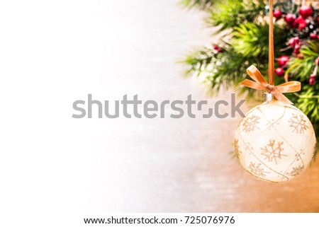 Christmas background with copy space. Festive greeting card.