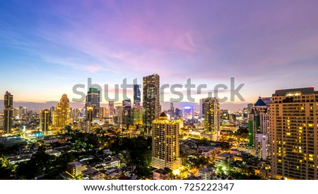 Bangkok city - cityscape of  bangkok city Thailand at night , landscape Thailand