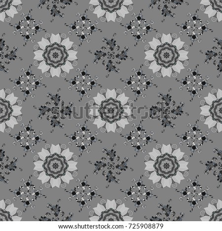 Vector illustration. Flowers on gray, black and neutral colors. Tropical seamless floral pattern.