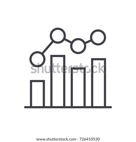 business chart bar graph  vector line icon, sign, illustration on background, editable strokes