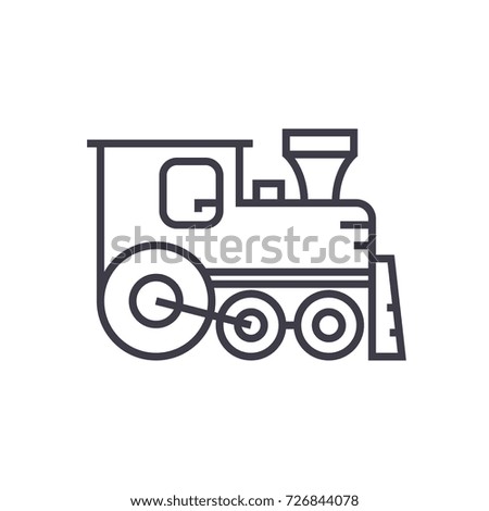 locomotive vector line icon, sign, illustration on background, editable strokes