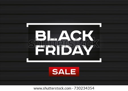 Black Friday Sale. Dark background. Realistic embossing strips texture, black geometric pattern. Red accent. Vector design form for you business projects