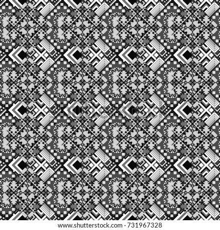 Seamless pattern in gray, black and white colors. Abstract brushed squares textured background.