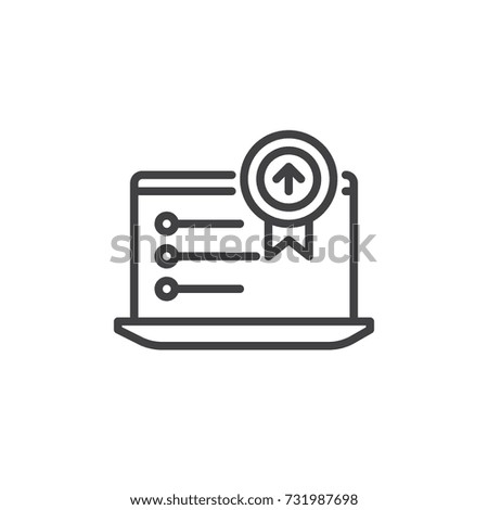 Business laptop line icon, outline vector sign, linear style pictogram isolated on white. Symbol, logo illustration. Editable stroke