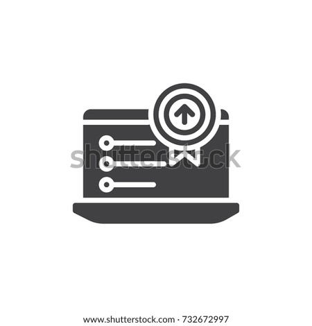 Business laptop icon vector, filled flat sign, solid pictogram isolated on white. Symbol, logo illustration.