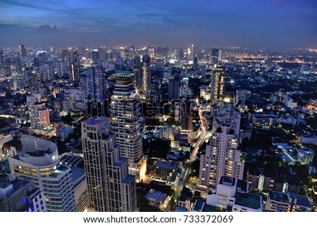 Bangkok city sky view, night time