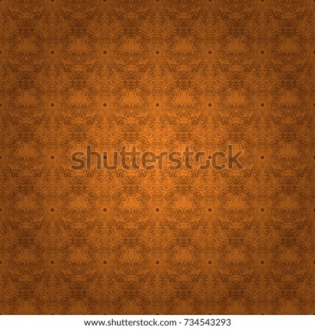 Embroidery - seamless ornament. Ethnic and tribal motifs. Vector print in the bohemian style. Colored flowers, Mandalas and elements in a brown and orange colors.