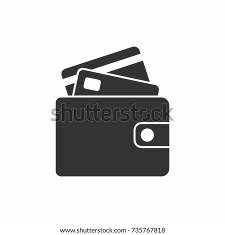 Hand put a coin into the wallet. Hand holding a wallet. Wallet Icon in trendy flat. Vector illustration.