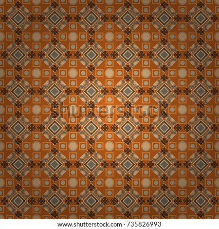 Vector geometric orange, beige and brown seamless background.