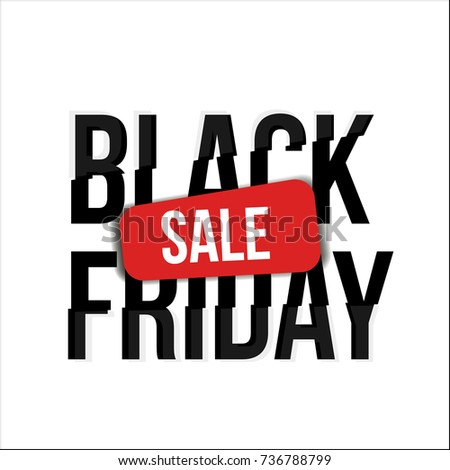 Three color graphic sale banner with Black Friday text in glitch, distorted font, vector illustration. Black Friday sale banner, poster, advertisement design with glitch style typescript