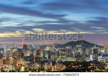 Seoul City at Twilight, South Korea