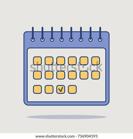 Calendar flat line icon. Deadline colorful illustration
