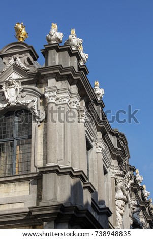 Detail of a building in Bruges, Belgium