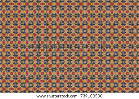 Sketch in blue, orange and red colors. Design elements. Geometric seamless pattern. Abstract mosaic raster background.