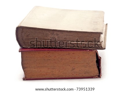 two ancient books over a white background