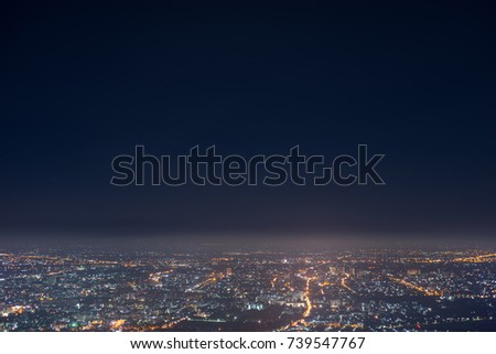 light bokeh city landscape at night sky with many stars,  blurred background concept