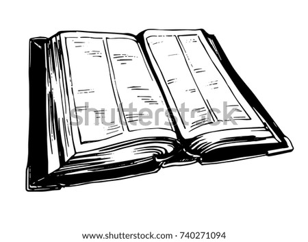 Hand-drawn vector ink sketch of a old book without background.