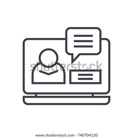 online conference linear icon, sign, symbol, vector on isolated background