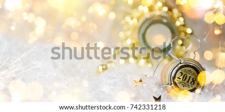 Christmas and New Year holiday background with champagne