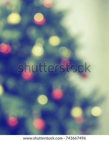 Christmas tree with decorations, defocused bokeh lights.