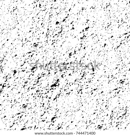Grunge black white. Monochrome vector texture. The pattern of ink stains, cracks, fading. Overlay aged grainy messy template. Renovate wall scratched backdrop