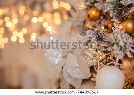 Christmas decorations in gold style/background