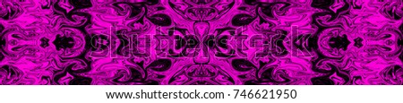 Abstract softy digital panoramic symmetric magenta and black background made of interweaving curved shapes. Illustration